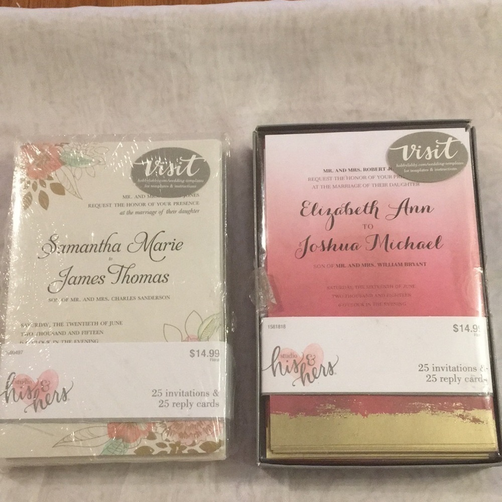 Two sets Studio His & Hers Invitation & Reply Card (AD)